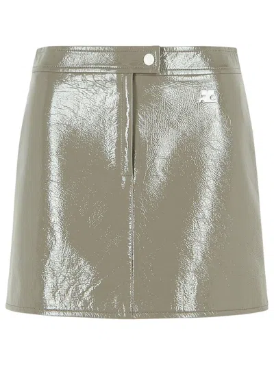 Courrèges Reedition High Waist Polyester Blend Miniskirt In Gray