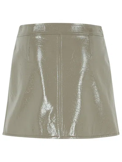 Courrèges Reedition High Waist Polyester Blend Miniskirt In Gray