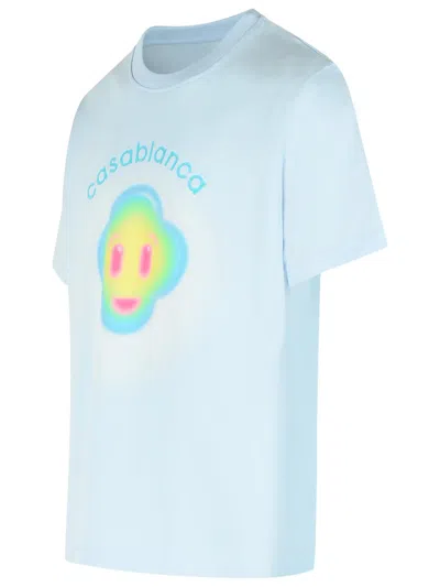 Casablanca Ribbed Crew Neck Short Sleeve T-shirt With Airbrush Artwork In Multi