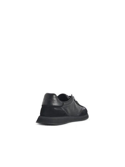 Dolce & Gabbana Round Toe Leather Sneakers With Suede Accents In Black