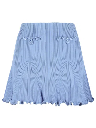 Self-portrait Pearl Skirt In Light Blue Viscose Blend In Blue