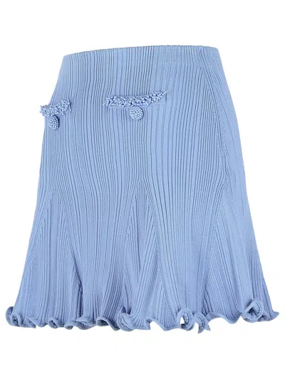 Self-portrait Pearl Skirt In Light Blue Viscose Blend In Blue