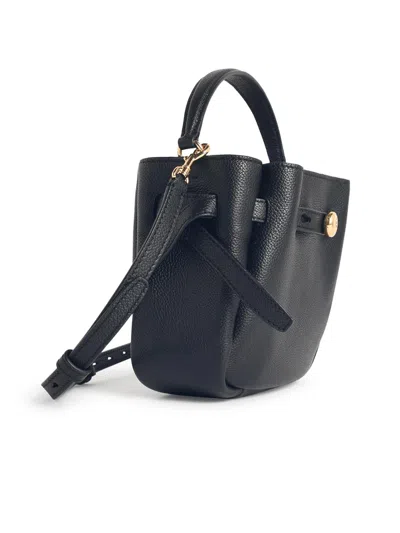 Tory Burch 'romy' Mini Bucket Bag In Black Lear In Black
