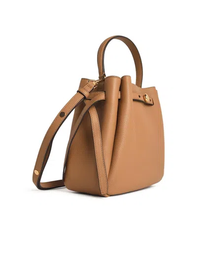 Tory Burch Small 'romy' Brown Lear Bucket Bag In Brown