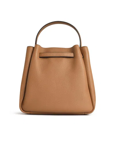 Tory Burch Small 'romy' Brown Lear Bucket Bag In Brown