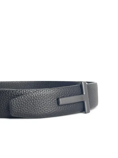 Tom Ford Black Lear Belt In Black