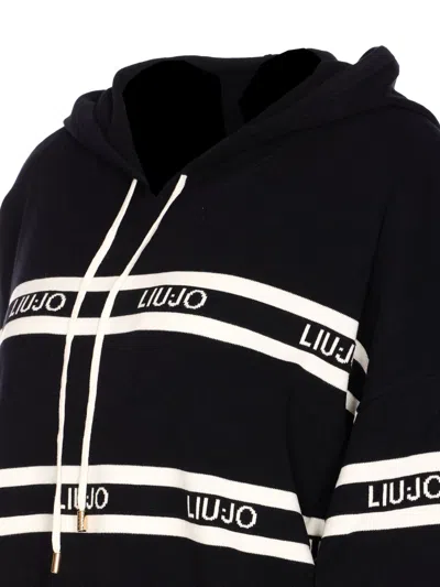 Liu •jo Relaxed Fit Hooded Sweater In Black