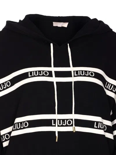 Liu •jo Relaxed Fit Hooded Sweater In Black