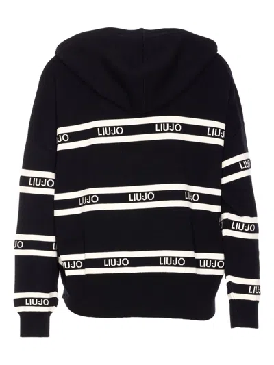 Liu •jo Relaxed Fit Hooded Sweater In Black
