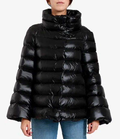 Fay Glossy Quilted Down Coat With Structured Collar In Black