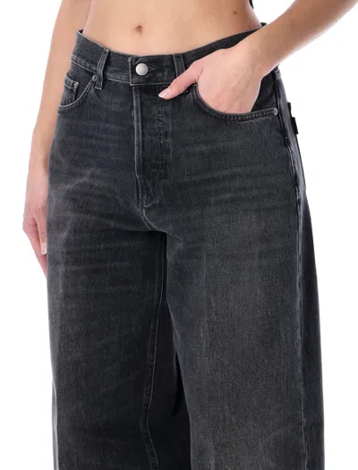 Haikure 'korea' Grey Jeans With Faded Effect And Logo Patch On The Back In Cotton Woman In Black