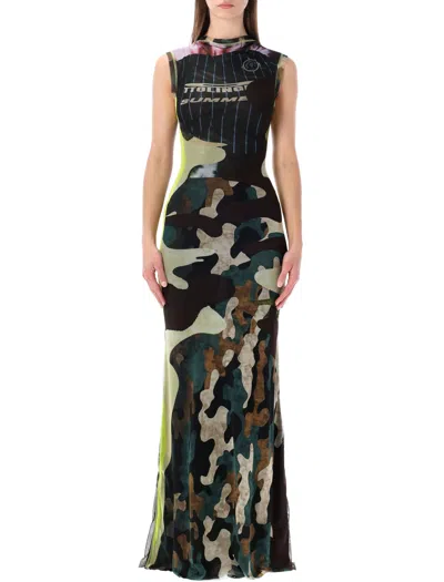 Ottolinger Camouflage Maxi Dress In Green