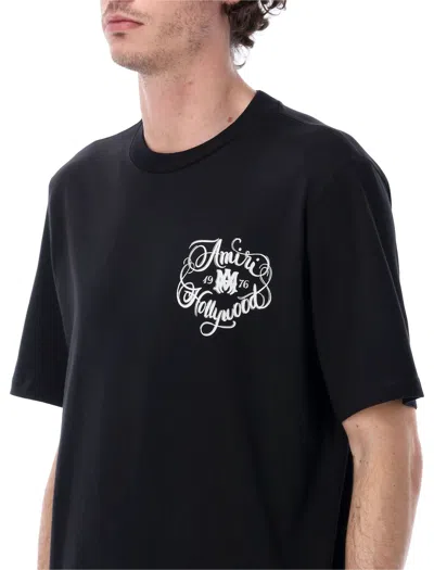 Amiri Graphic Print Crew Neck Short Sleeve Top In Black