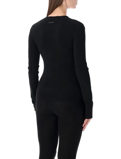 Essentials Black Soft Rib Long Sleeve T-shirt In Black