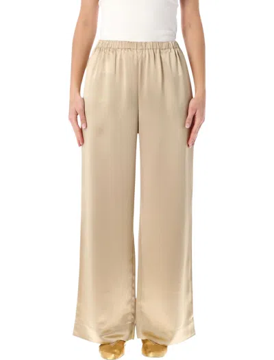 By Malene Birger Cabello Wide Leg Satin Trousers In Neutral