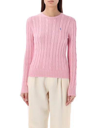 Polo Ralph Lauren Cable-knit Cotton Crewneck Sweater In Pink
