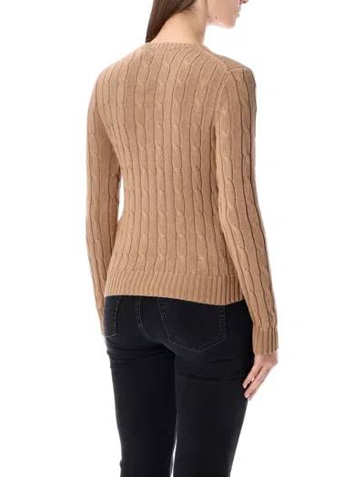 Polo Ralph Lauren Cable Wool And Cashmere Crewneck Jumper In Brown