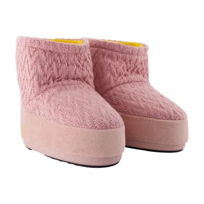 Moon Boot X Guest In Residence Icon Low No Lace Knit Boots In Pink