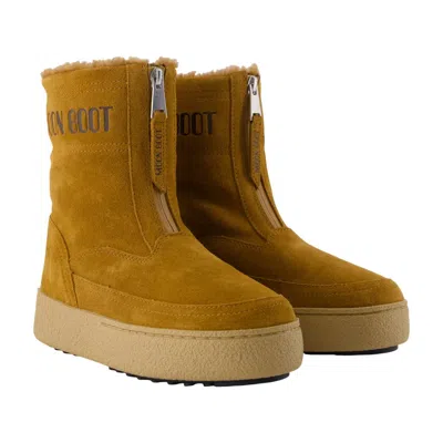 Moon Boot Lara Ankle Boots  Leather Brown In Brown