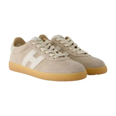 Hogan Patch Logo Suede Trainers In Brown