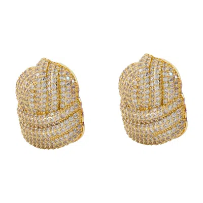 Self-portrait Self Portrait Crystal Knot Earrings In Gold