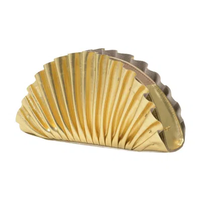 Cult Gaia Nala Mini Clutch With Pleated Detailing In Gold
