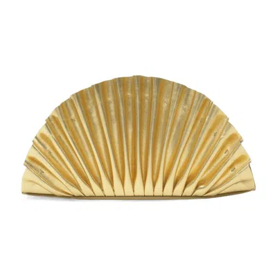 Cult Gaia Nala Mini Clutch With Pleated Detailing In Gold