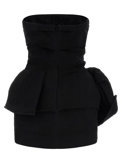 Magda Butrym Ribbed Draped Mini Dress In Black