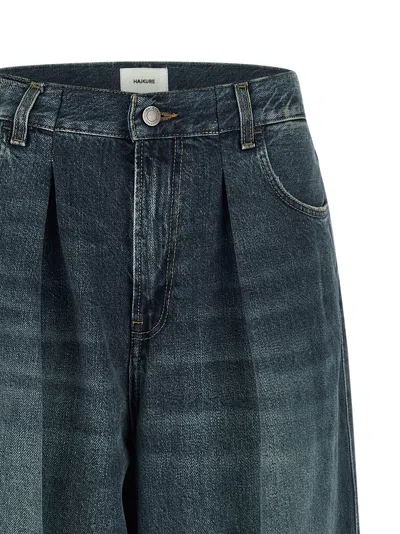 Haikure Candy Denim Trousers Pleated Front Belt Loops In Gray