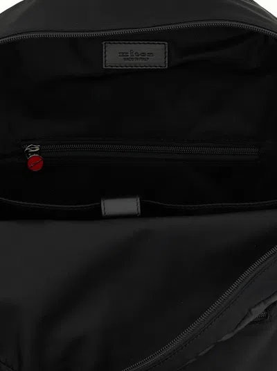 Kiton Versatile Backpack With Front Zip Pocket In Black