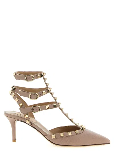 Valentino Rockstud Pointed Toe Stiletto Heel Pumps In Pink