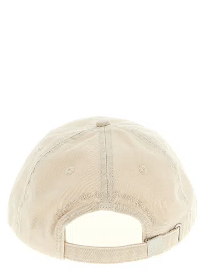 Ganni Womens Egret Washed Logo-embroidered Cotton-canvas Cap In Neutral