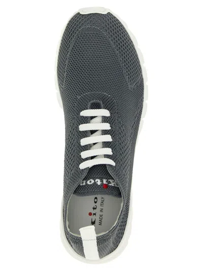 Kiton Fits Sneakers Round Toe Knit Upper In Gray