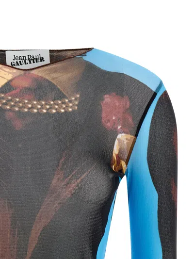 Jean Paul Gaultier Re Edition Tennis Mesh Graphic Top In Brown