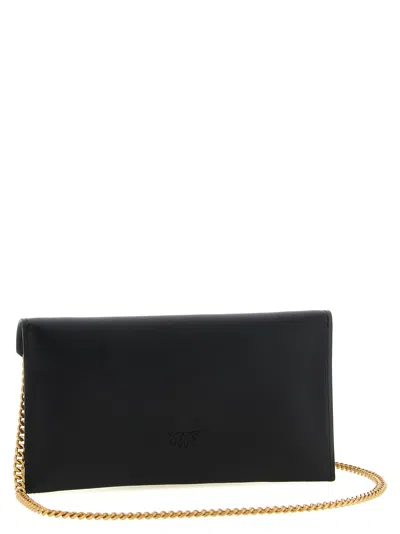 Pinko 'flat Mini' Wallet On Chain In Black