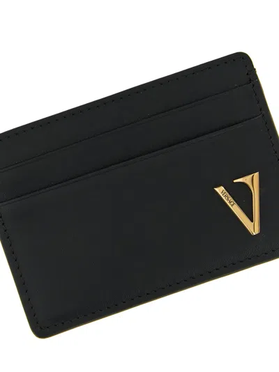 Versace V-logo Bi-fold Wallet In Brown