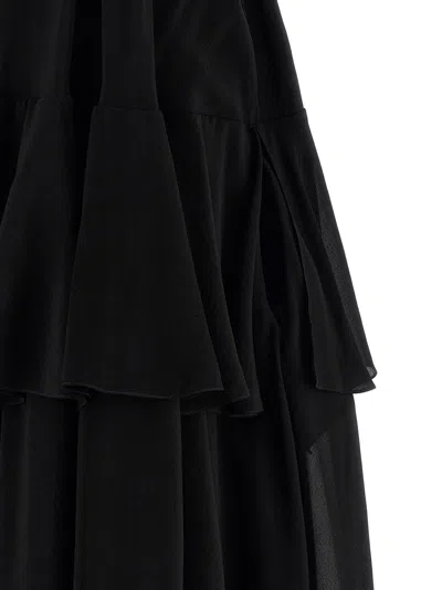 Chloé Open-back Embellished Tiered Silk-georgette Maxi Dress In Black