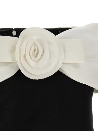 Self-portrait 'black Crêpe Flower' Top In Black