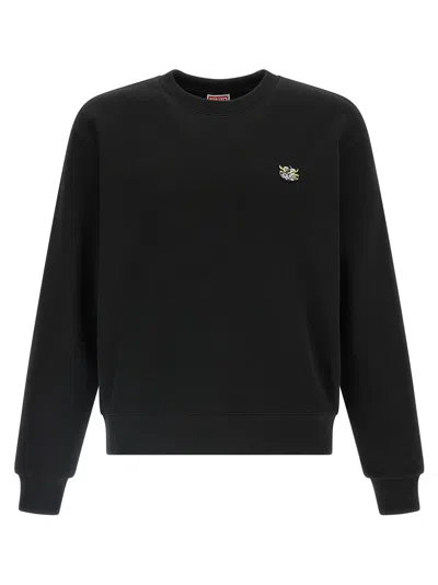 Kenzo Wild Tiger Crew Neck Sweatshirt Ribbed Cuffs Hem In Black