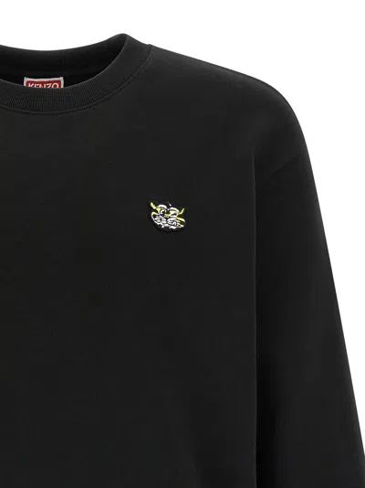 Kenzo Wild Tiger Crew Neck Sweatshirt Ribbed Cuffs Hem In Black