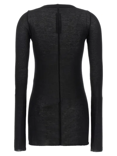 Rick Owens Ribbed Raw-cut Detail T-shirt In Black