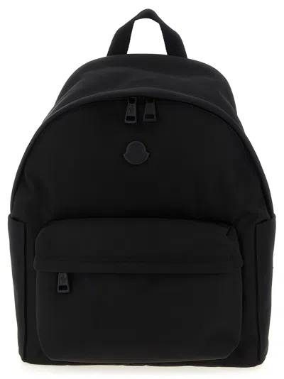 Moncler Pierrick Nylon Backpack Large Front Pocket In Black