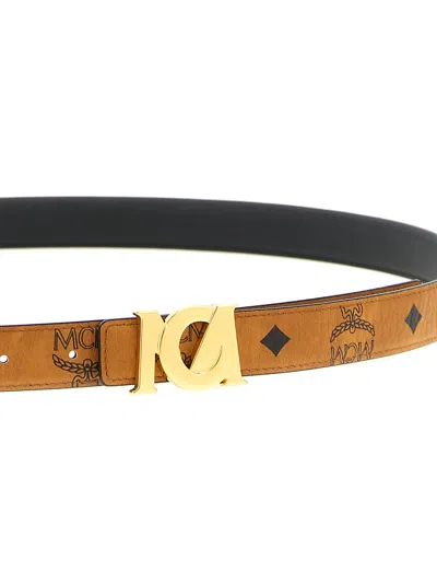 Mcm Logo Buckle Belt In Brown