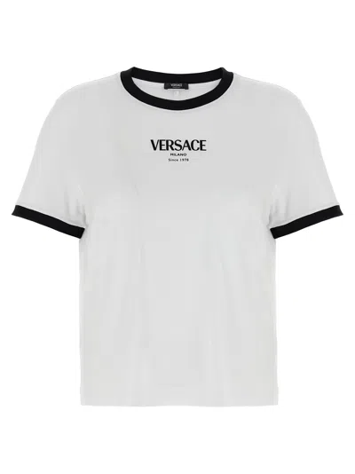Versace Jersey T-shirt With Contrasting Beading In White