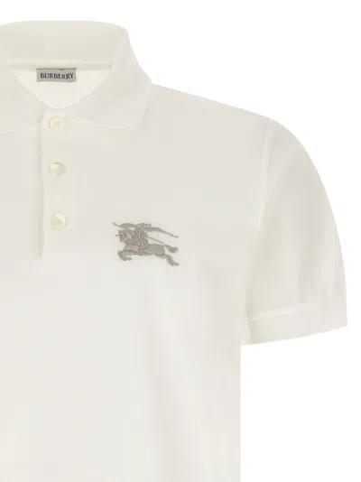 Burberry Polo Shirt Featuring Embroidery Ribbed Collar In White