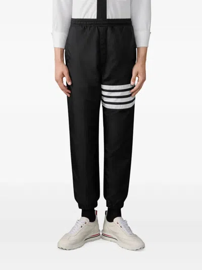 Thom Browne Drawcord Waist Track Pants With Four Stripes In Black
