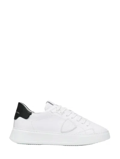 Philippe Model Temple Low Sneakers In White Leather In White