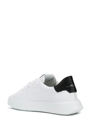Philippe Model Temple Low Sneakers In White Leather In White