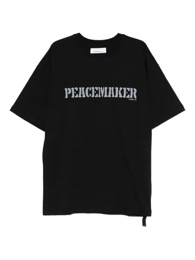 Oamc Peacemaker Loose Fit Tshirt Flowerred Print In Black