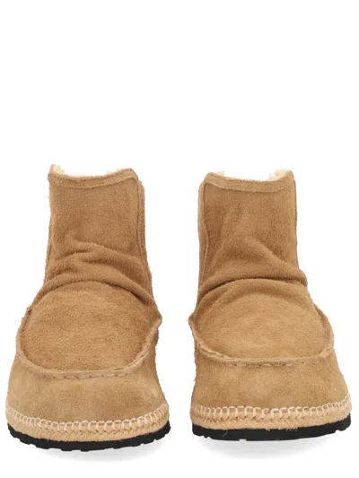Diesel Suede Boots With Rubber Sole And Stitching In Sand